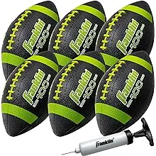 Franklin Sports Junior Footballs - Grip-Rite 100 - Kids Junior Size Rubber Footballs - Youth Footballs - 6 Pack of Footballs with Pump - Black/OpticFranklin Sports Junior Footballs - Grip-Rite 100 - Ki…