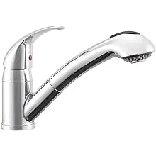 Dura Faucet DF-NMK852-CP RV Pull-Out Swivel Single Handle Kitchen Sink Faucet - One-Hole (Chrome)