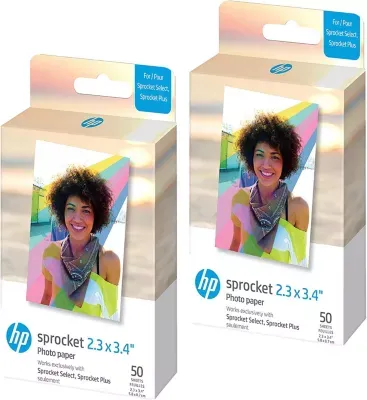 HP Sprocket 3x4 Instant Photo Printer & Sprocket 3.5 x 4.25” Zink Sticky-Backed Photo Paper (20 Pack) Compatible Sprocket 3x4 Photo Printer