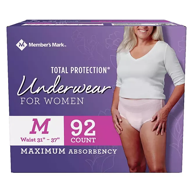 Member's Mark Total Protection Underwear for Women 84 Count Large