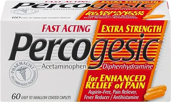 Percogesic Extra Strength Pain Relief | Aspirin Free Dual Action Relief | 40 Coated Caplets