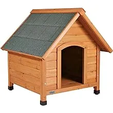 TRIXIE Outdoor Dog House Solid Pine Peaked Roof Adjustable Legs X-Large Brown