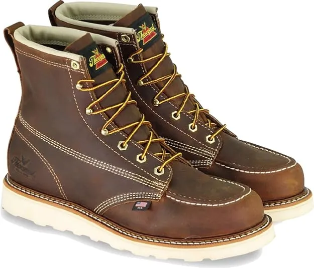 Thorogood American Heritage 6” Moc Toe Work Boots for Men - Soft Toe, Premium Full-Grain Leather with Slip-Resistant Wedge Outsole and Comfort Insole; EH Rated