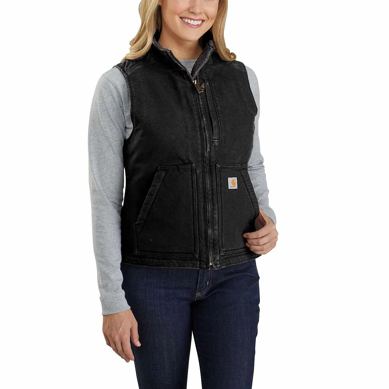 Carhartt Women's Washed Duck Sherpa Lined Mock Neck Vest