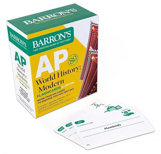 AP World History Modern, Fifth Edition: Flashcards: Up-to-Date Review + Sorting Ring for Custom Study (Barron's AP Prep)