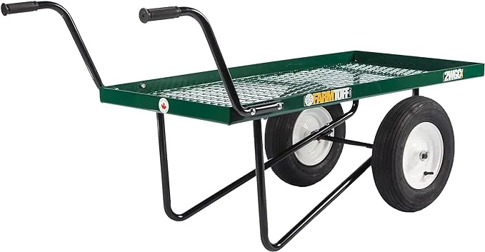 Farm Tuff Metal Deck 2-Wheel Push Cart, 24-Inch by 48-Inch, Green