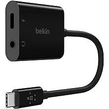 Belkin - 3.5mm Audio & USB-C Adaptor - Fast Charge Compatible USB-C Audio Adaptor for iPad Pro, Galaxy, Pixel, OnePlus & More - Black