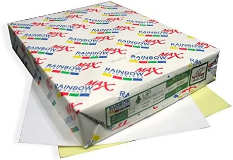 250 Sets, NCR Paper, Collated 2 Part (White, Canary), Letter Size Carbonless Paper - Rainbow Brand