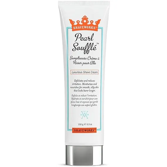 Shaveworks Pearl Soufflé Shaving Cream for Women – Soothing, Hydrating Shave Lotion for Legs, Underarms, Bikini Area – Reduces Irritation, Slows Future Hair Growth 5.3 Fl Oz