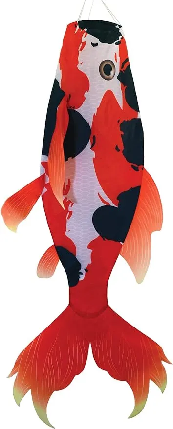 in The Breeze 5117 Realistic Koi Fish Windsock-Hanging Outdoor Decoration, 48 in