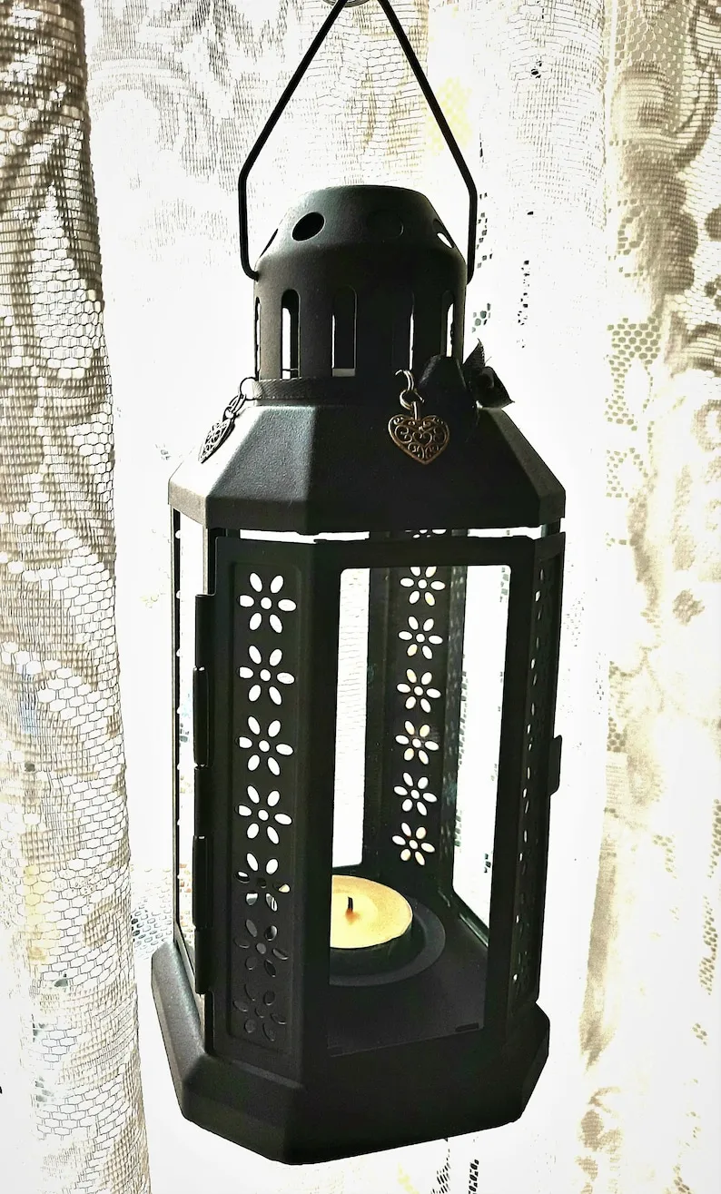 Richland Moroccan Temple Metal Lantern Black 15" (1)