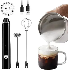 Rechargeable Milk Frother Handheld Electric Foam Maker with Stainless Whisk 3