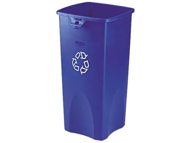 Rubbermaid Commercial 356973BE Untouchable Recycling Container, Square, Plastic, 23 gal, Blue