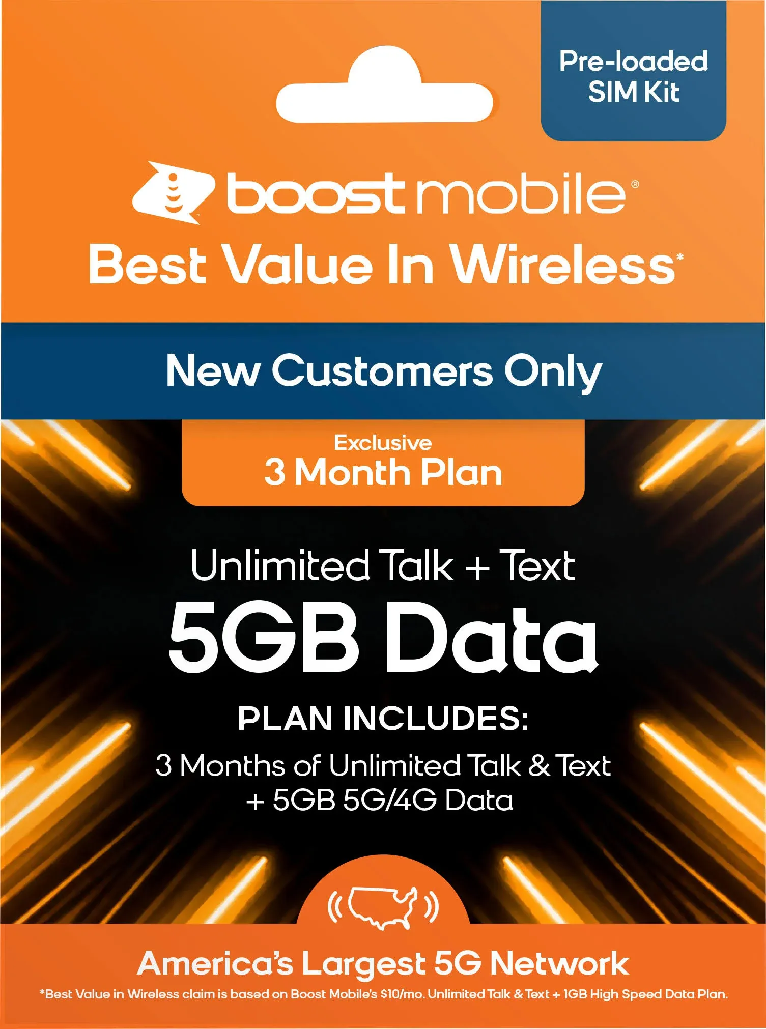 Boost Mobile Preloaded SIM Card (5GB) Data 3 Month