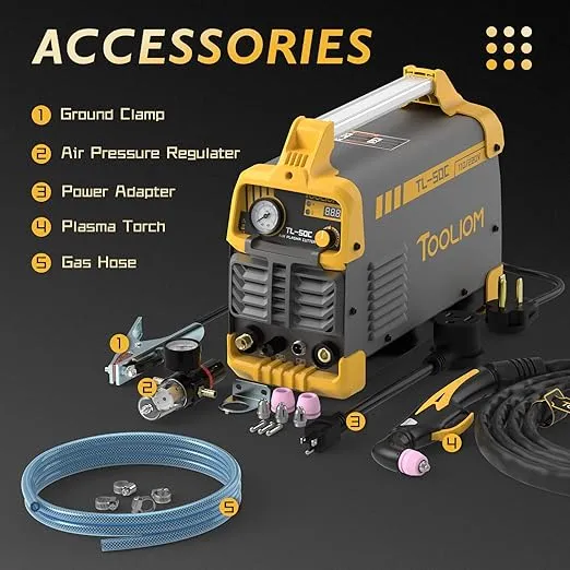 High Frequency Non-Touch Pilot Arc Plasma Cutter - 50A 110/220V with Accessories