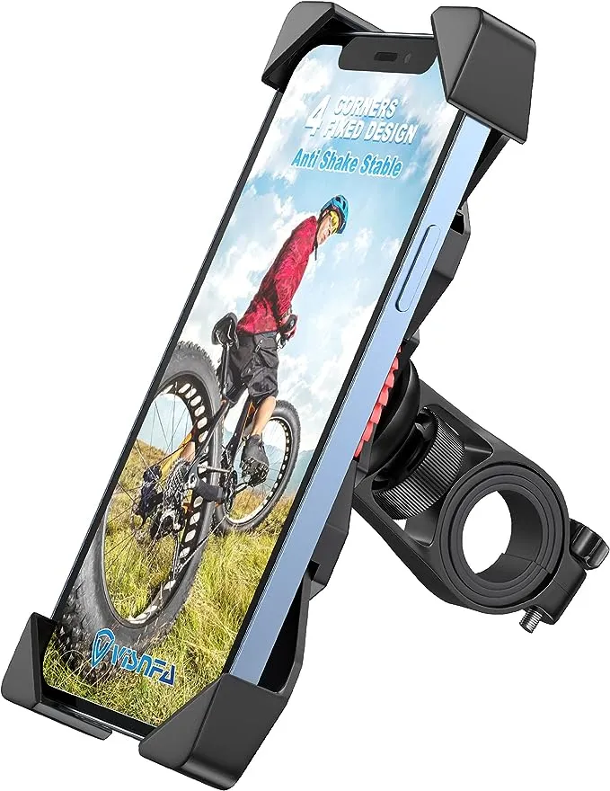 Bike Phone Mount Anti Shake and Stable Cradle Clamp with 360° Rotation Bicycle Phone mount / Bike Accessories / Bike Phone Holder for iPhone Android GPS Other Devices Between 3.5 to 6.5 inches