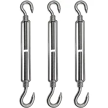 3pcs M10 Stainless Steel 304 Hook & Hook Turnbuckles Adjustable Wire Rope Tensioner