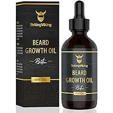 Striking Viking Beard Growth Oil with Biotin – Thickening and Conditioning Beard Oil Growth - Natural Beard Serum for Facial Hair Growth for Men Sandalwood, 2 Fl Oz (Pack of 1)