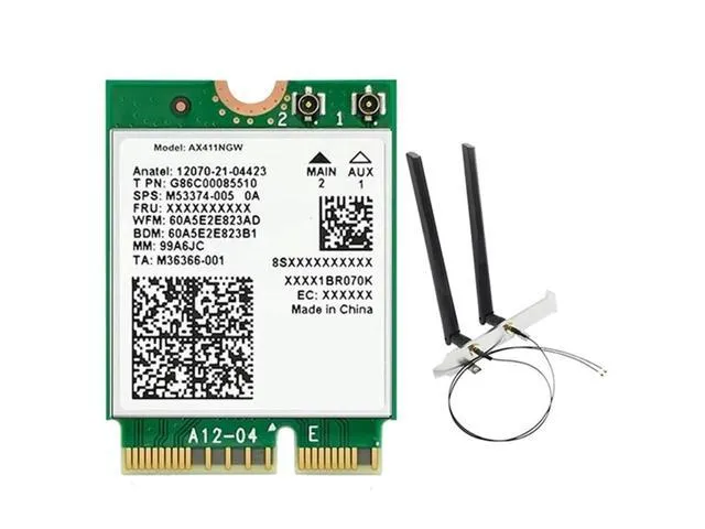 For AX411 Card+2X8DB Antenna 6E Cnvio2 BT 5.3 Tri-Band 5374Mbps Module For Laptop/PC Win10/11-64Bit