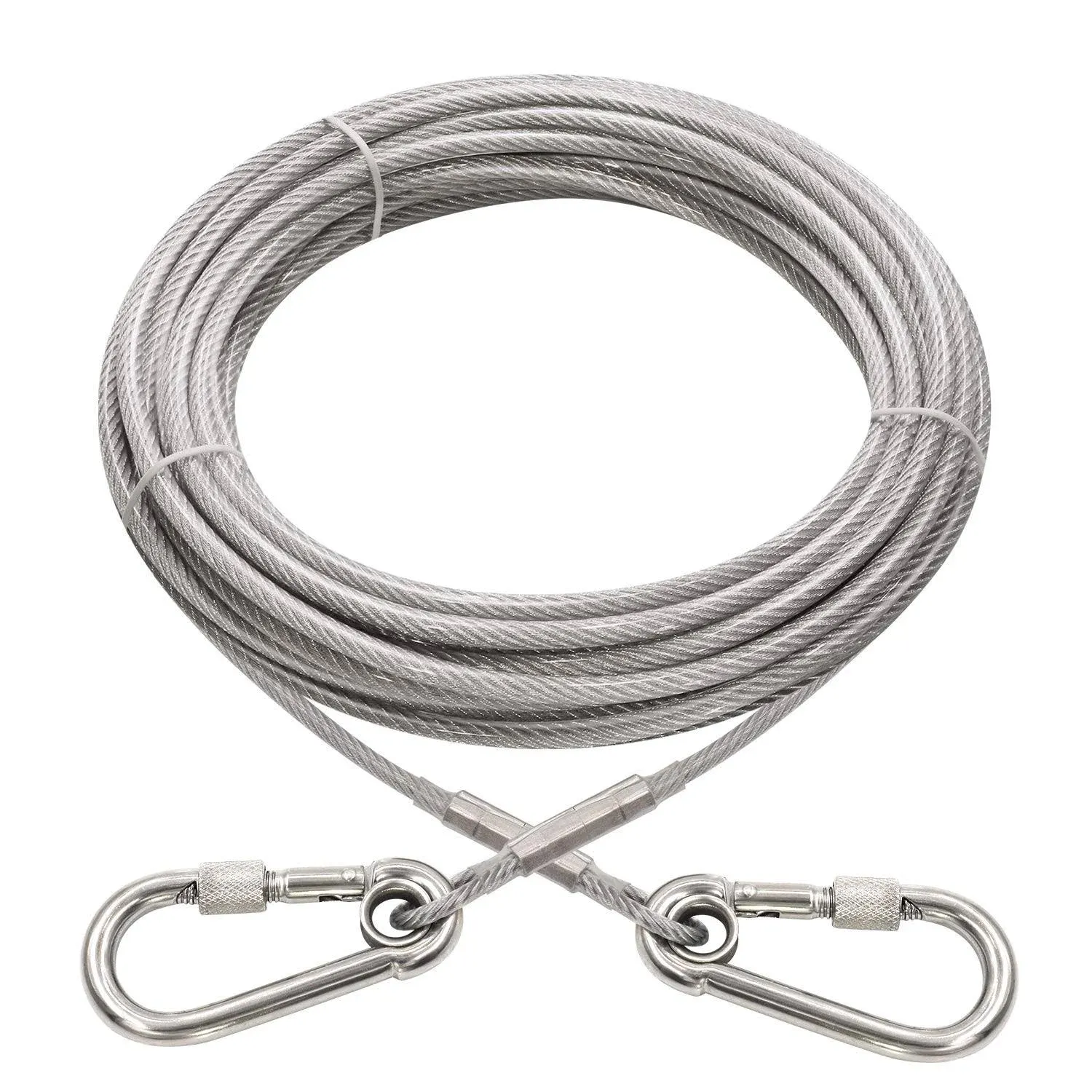 XiaZ Dog Runner Cable Dog Run Trolley Tie Out Cable Dog Chains for Outside Yard Camping Up to 250 Pound, 20 Feet Silver