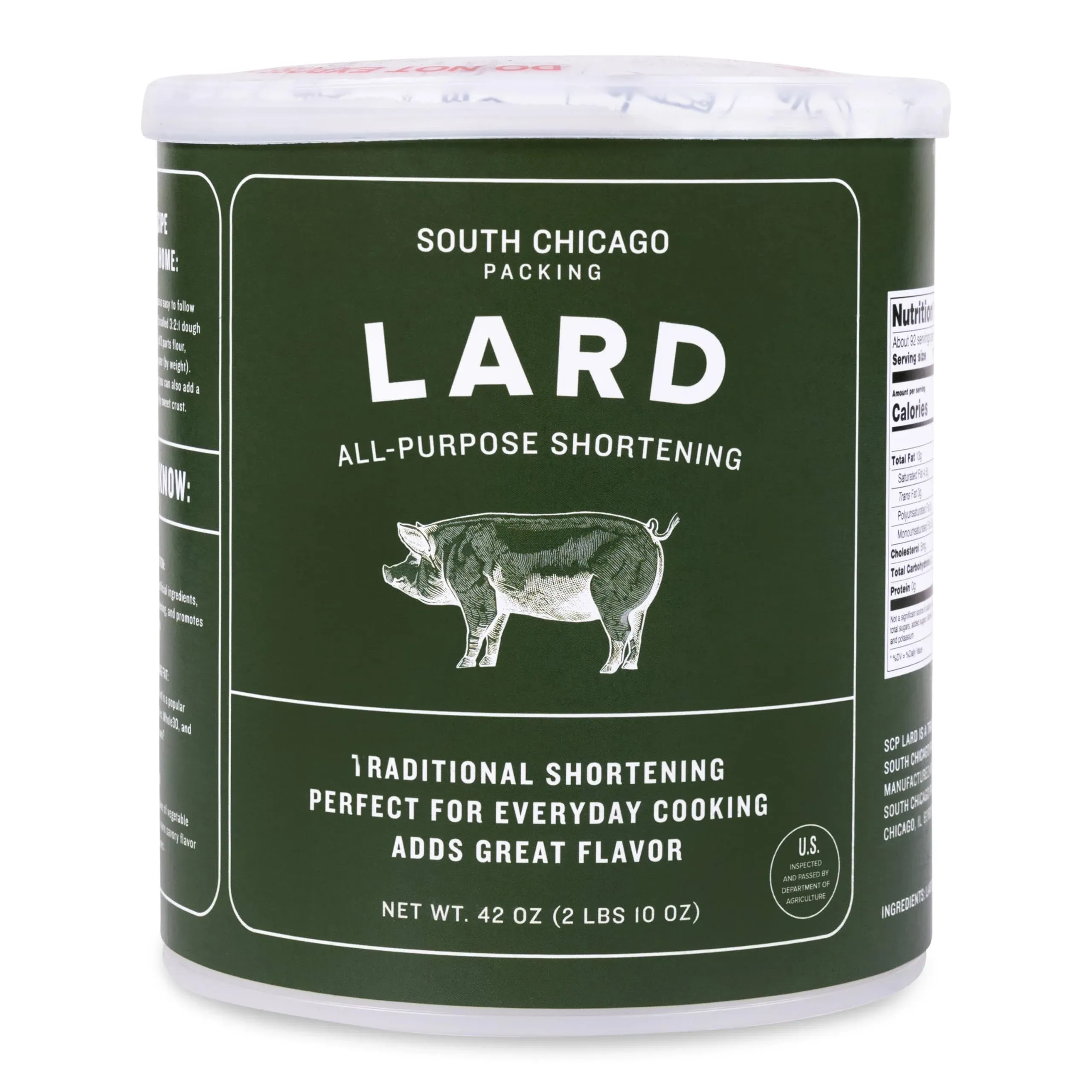 South Chicago Packing Traditonal LARD Shortening, 42 Ounces, Specialty Baking Shortening and Cooking Fat