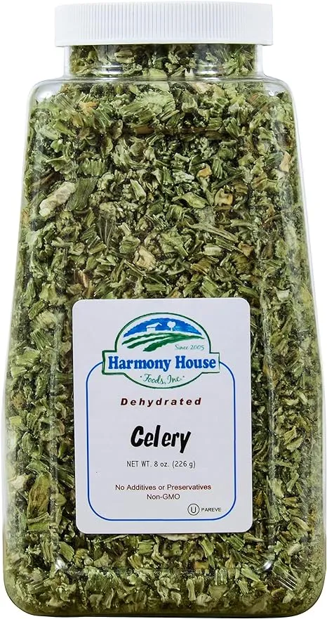 Harmony House Dehydrated Celery, Crosscut – Dried Vegetables For Cooking, Camping, Emergency Supply and More (8 oz, Jar)