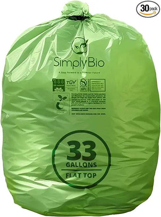 13 Gal. 1 Mil. Compostable Trash Bags with drawstring, Eco-Friendly, Heavy-Duty (30-Count)