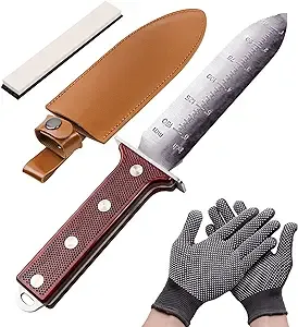 Gardening Hori Hori Garden Knife - Gardening Knife,Soil Knife, Serrated Side Weeding Knife,Digging Knife,Garden Knives With Sheath,Full Tang Hori Hori Knife