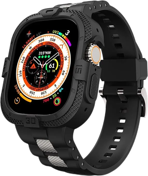 GELISHI Bands Compatible for Apple Watch Ultra 2/1 49mm Band, Rugged Protective Case with TPU Sport Band Military Shockproof Bumper Case for Apple Watch 49mm Men