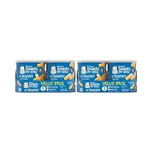 Gerber Snacks for Baby Value Pack, Lil Crunchies, Mild Cheddar & Veggie Dip, 1.48 Ounce (Pack of 8)