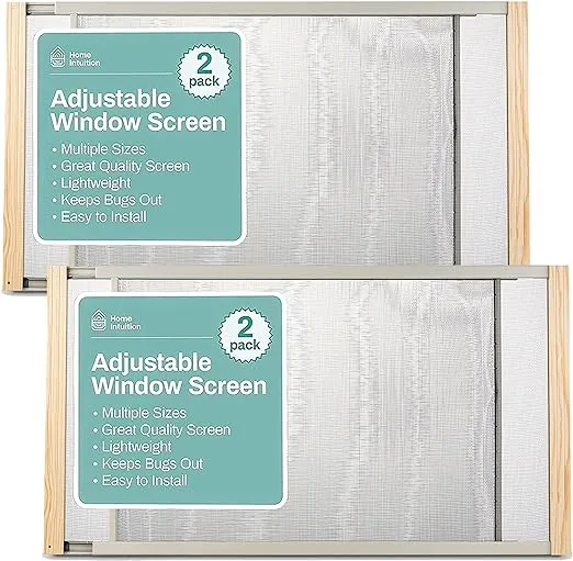 Home Intuition 2-Pack Adjustable Horizontal Window Screen 25-45 inches Wide 10 Inch High