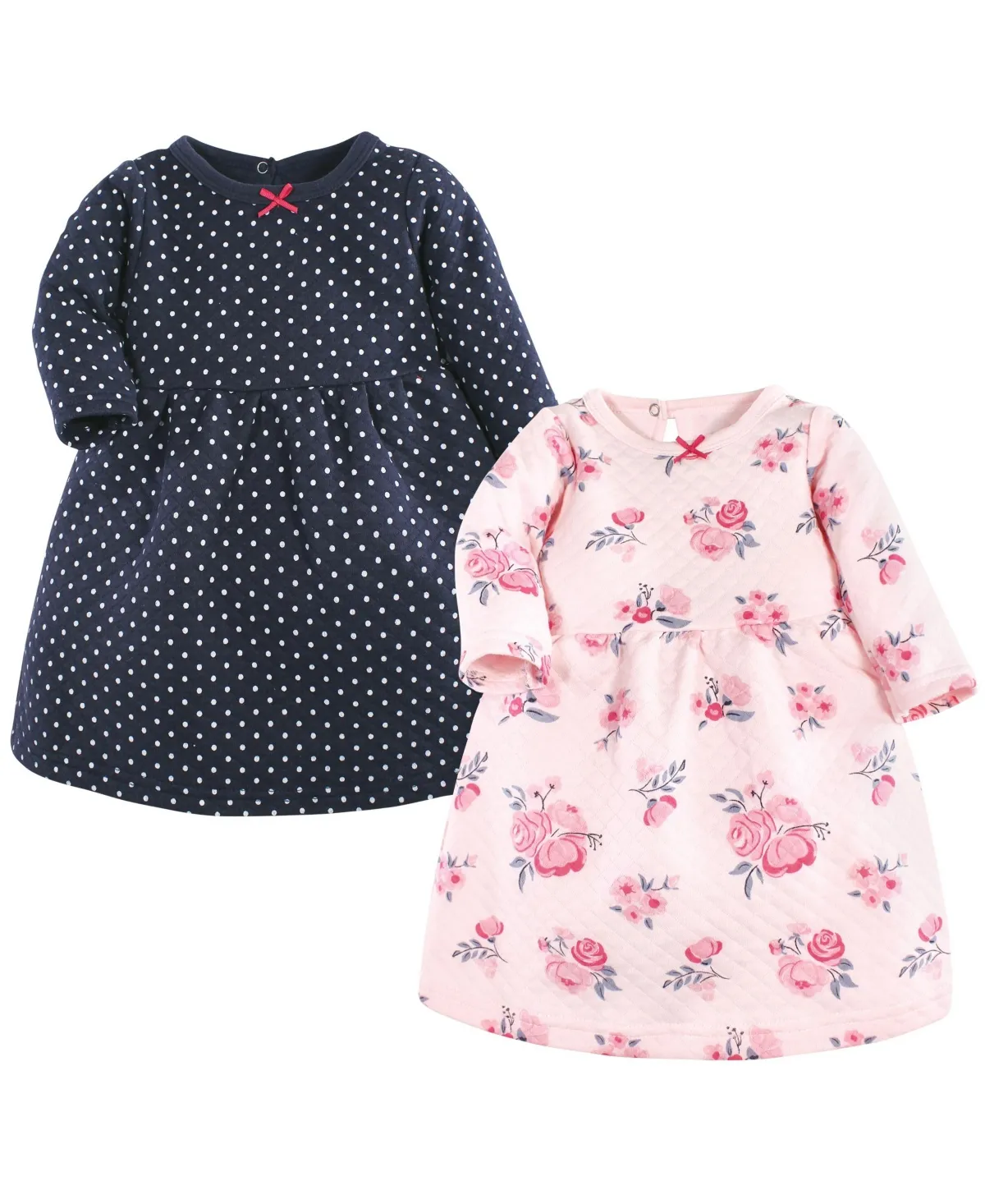 Hudson Baby Infant and Toddler Girl Cotton Dresses, Pink and Navy Floral