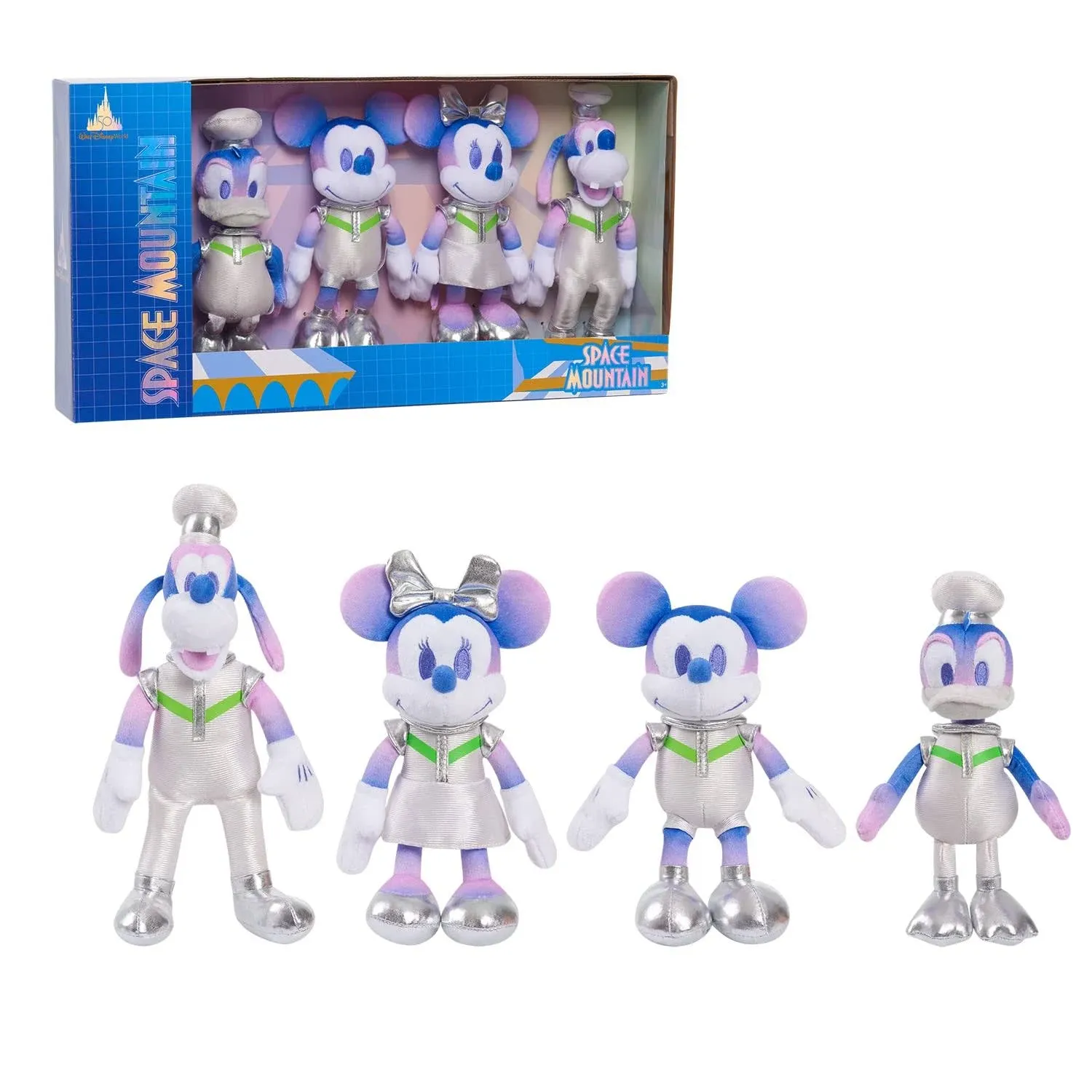 Disney 50th Anniversary Space Mountain Plush Set - Mickey, Minnie, Donald, Goofy - Limited Edition, Amazon Exclusive