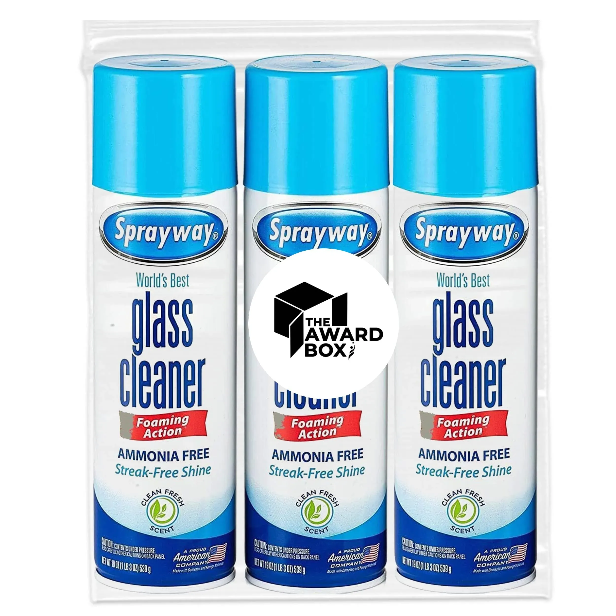 The Award Box Sprayway Glass Cleaner Foam Action Cleaner with Cleaning Cloth in Packaging (3 Pack)