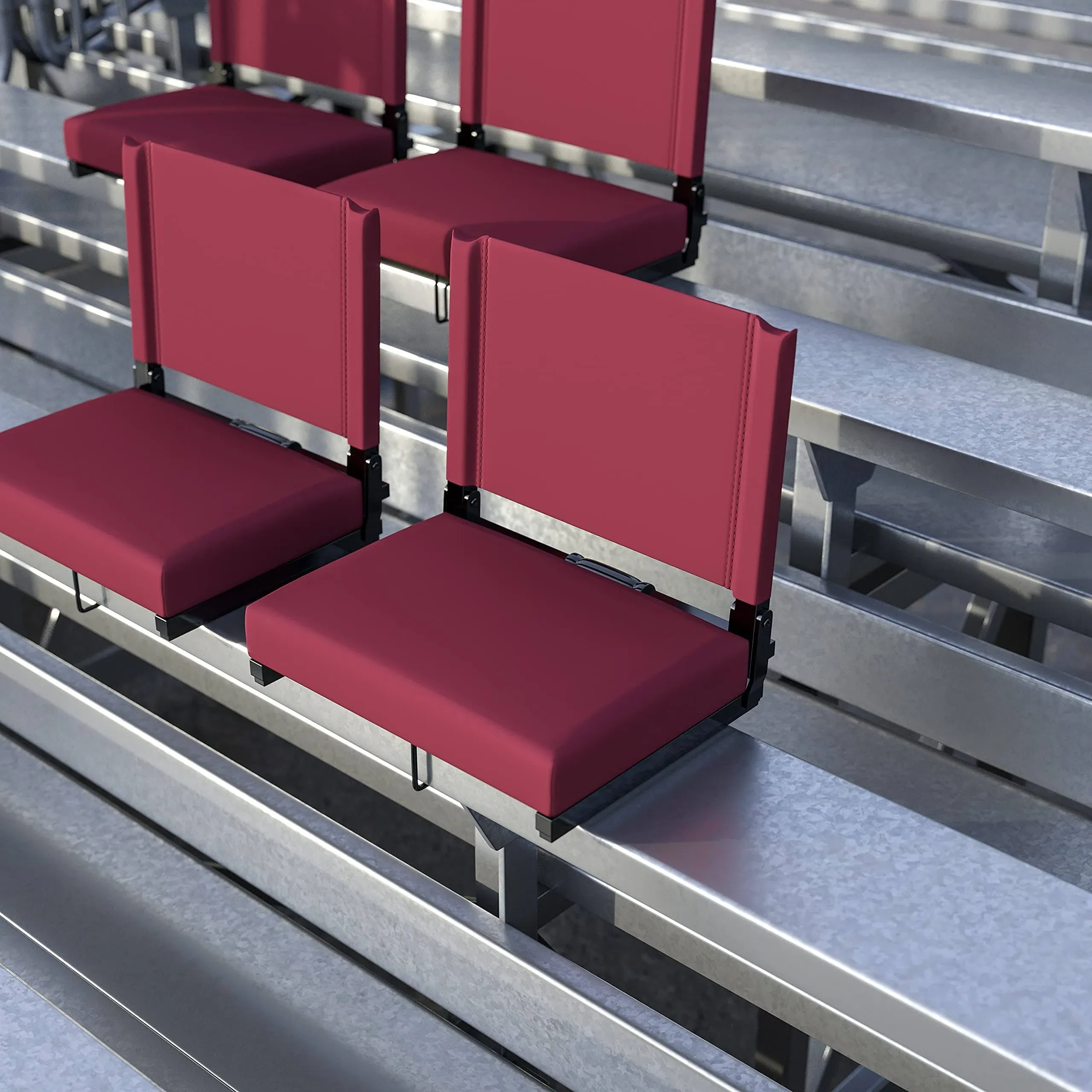 Grandstand Comfort Seats by Flash - Maroon Stadium Chair - 2 Pack 500 Lb. Rated 