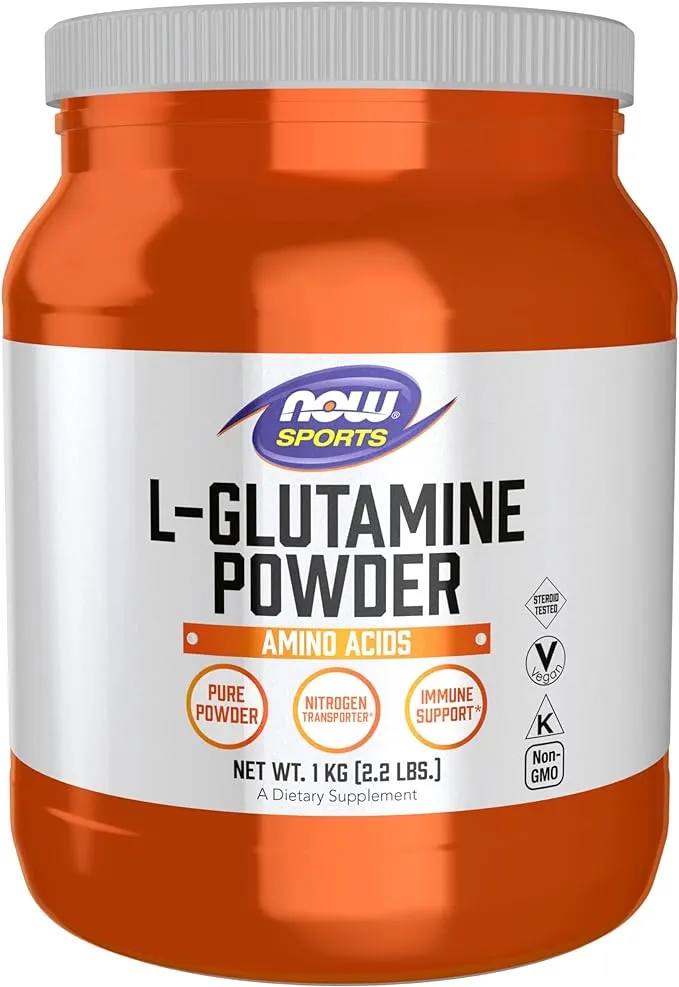 NOW Foods Sports Nutrition, L-Glutamine Pure Powder, Nitrogen Transporter*, Amino Acid, 35.3-Ounce