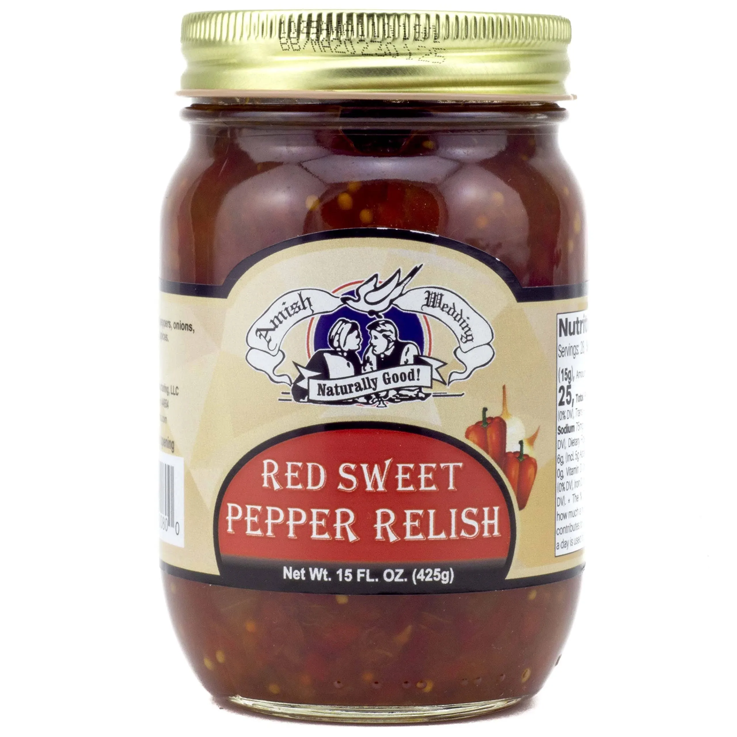 Amish Wedding Red Sweet Pepper Relish 15 Ounces (Pack of 3)