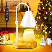 Candle Warmer Lamp with Timer Dimmer Adjustable Height, Wood Base Electric Top Down Melting Wax Melt Warmer for Jar Candles, Home Bedroom Decor House Warming Christmas Day Present for Mom