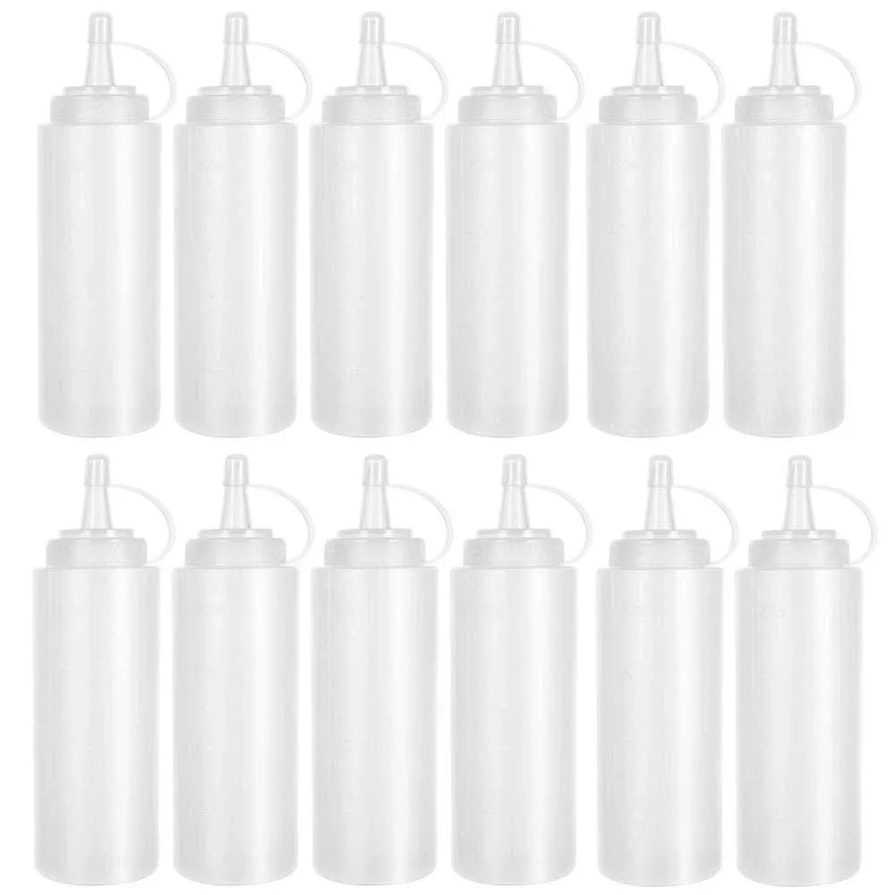 Anyumocz 12 Pack 8 oz Plastic Squeeze Bottles Multipurpose Squirt Bottles for Ketchup,Condiments,BBQ