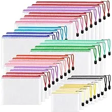 48pcs Mesh Zipper Pouch, 8 Sizes Waterproof Zipper File Bags, 16 Colors,Multipurpose for Travel Storage, School Supplies, Office Appliances and Home Organizing,Multicolored