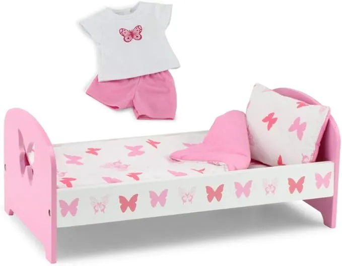 Emily Rose 18-inch Doll Pink Toy Bed & Matching Doll Pjs - Butterfly 18 Doll Bed ...