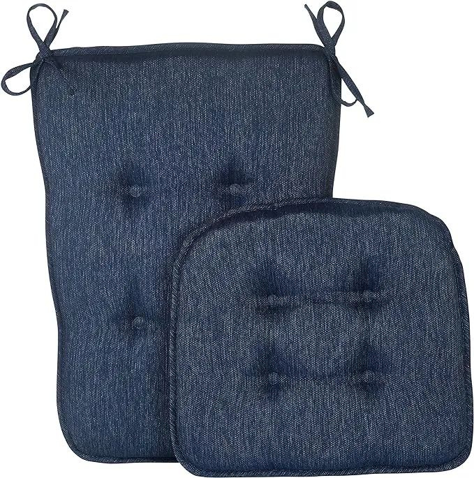 Klear Vu Embrace Rocking Chair Cushions for Living Room, Nursery, or Home Office, Tufted, 2 Piece Set, Seat 16"x15" and SeatBack 24"x17", Blue