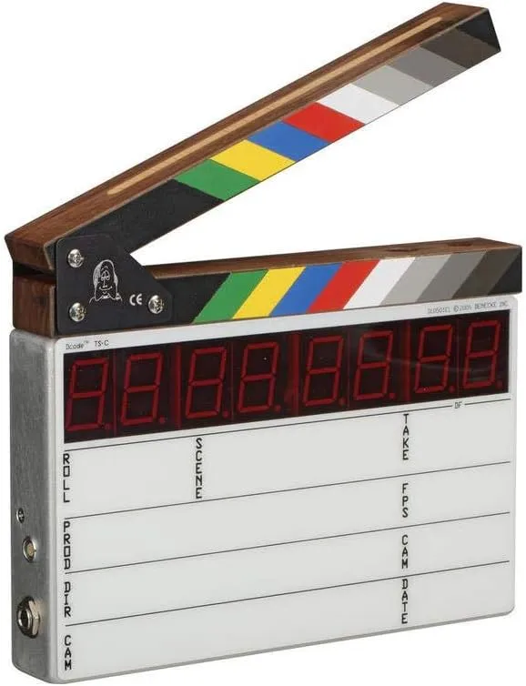 Denecke Dcode TS-C Compact Lightweight Time Code Slate, B&W Clapper Sticks