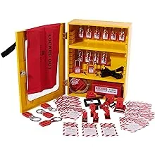 TRADESAFE Lockout Tagout Cabinet - 70 Pieces Stocked Lockout Tagout Station, ...