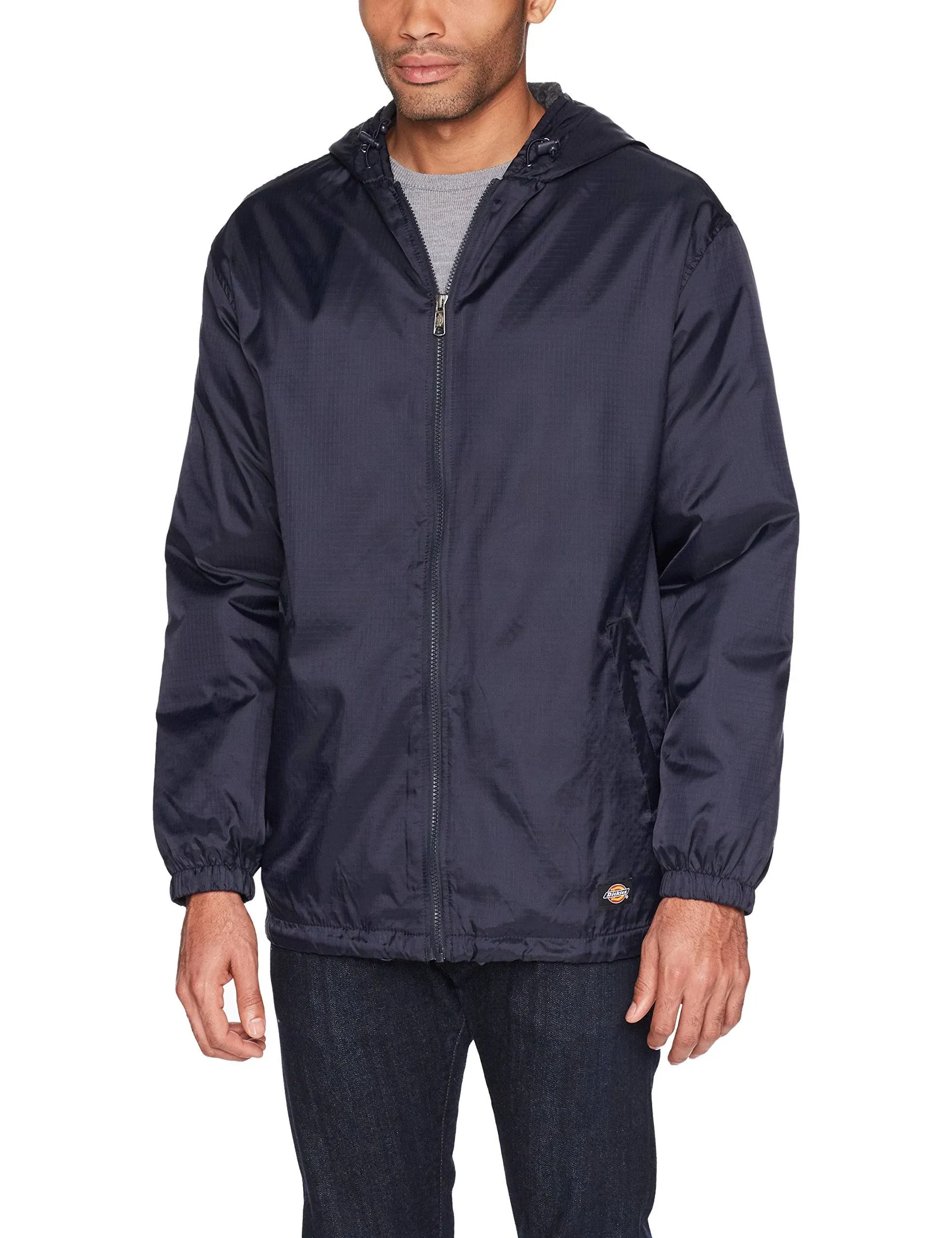 "Dickies Work Clothes: Men's 33237 DN Dark Navy  Hooded Nylon Insulated Jacket "