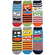 Jefferies Socks Boys' Monster Pattern Crew Socks 6 Pair Pack