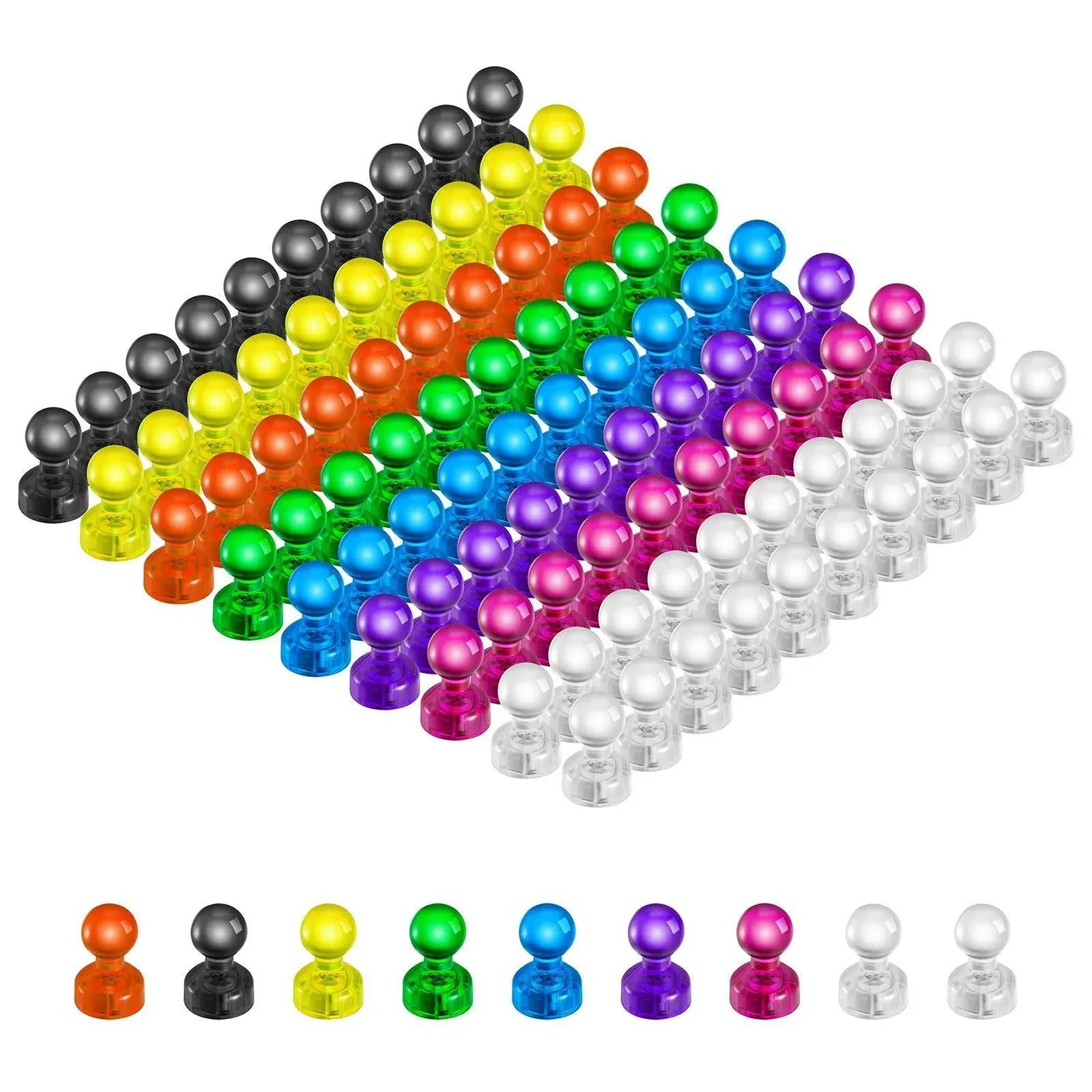 HongyiTime 90 PCS Colorful Strong Magnetic Push Pin Magnets, Office Classroom Magnets,8 Assorted Color, Perfect to use as Kitchen Home and School, Map Magnets,Whiteboard Magnets