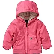 Carhartt Canvas Insulated Hooded Active Jacket, Pink Lemonade, 2T