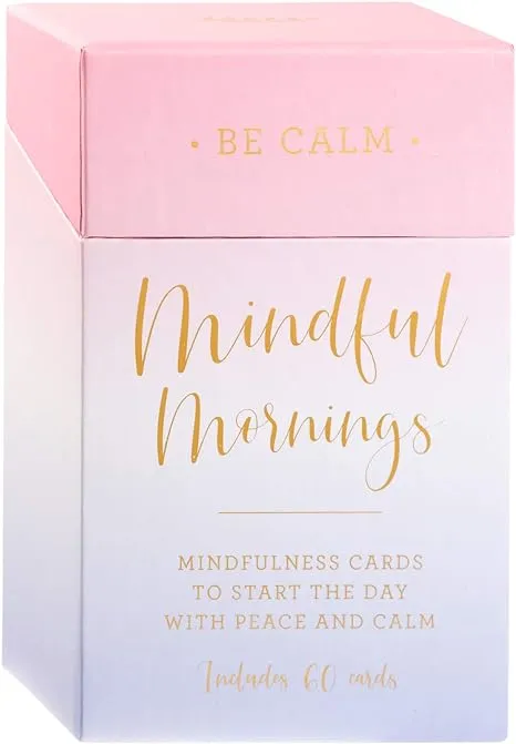 Eccolo Mindful Mornings - 60 Mindfulness Cards - Self Care Cards for Peace, Calm, Daily Positive Thoughts and Affirmations - Mindfulness Gifts & Positive Affirmations Cards for Women