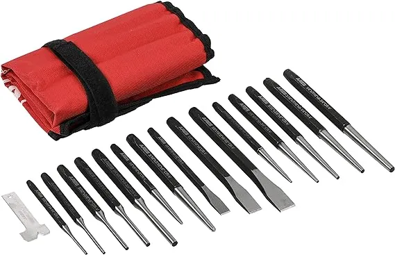 ARES 50005-16-Piece Punch and Chisel Set – Tapered Punches, Pin Punches, Center Punches, and Cold Chisels for Various Applications